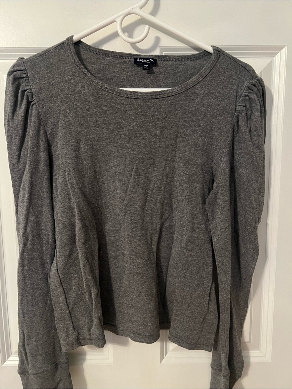 Splendid Gray Long-Sleeve Puff Shoulder Tee